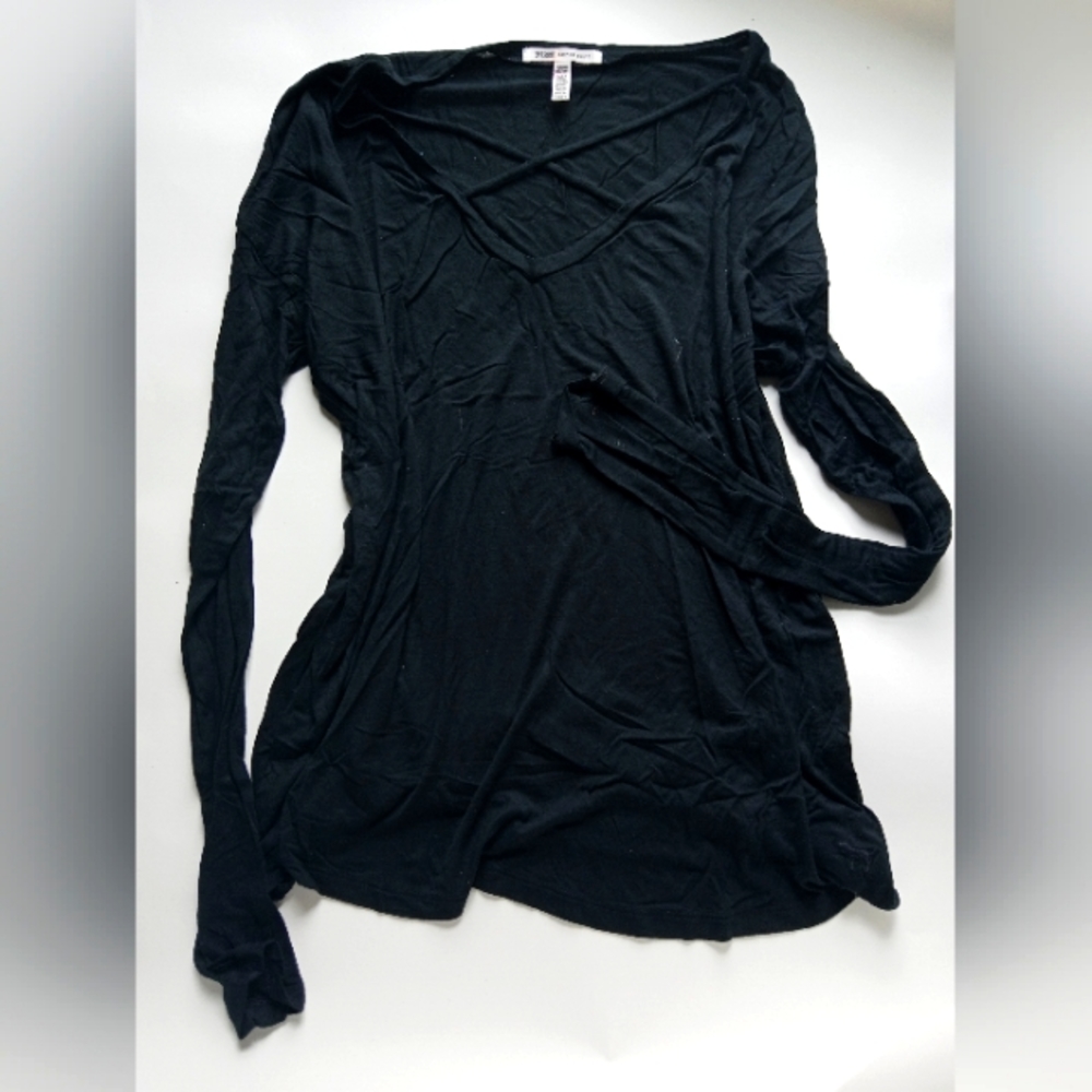 PINK Victoria's Secret Super Soft Long Sleeve Tee Criss Cross Neckine